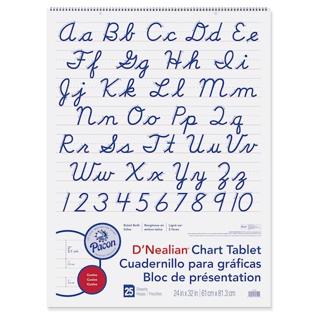 Dnealian Chart Tablet, Cursive Cover, 2" Ruled, 24" x 32", 25 Sheets P74740